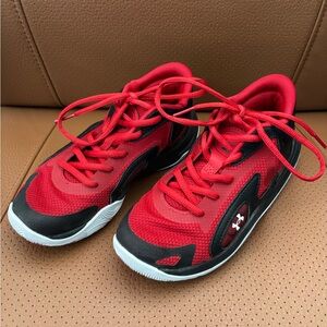 Under Armour Kids Red and Black Basketball Sneakers